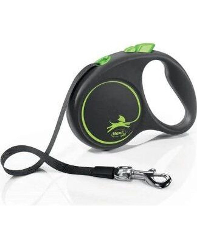 Flexi Black Design Otomatik Köpek Gezdirme Tasması 5 m (L, Yeşil)