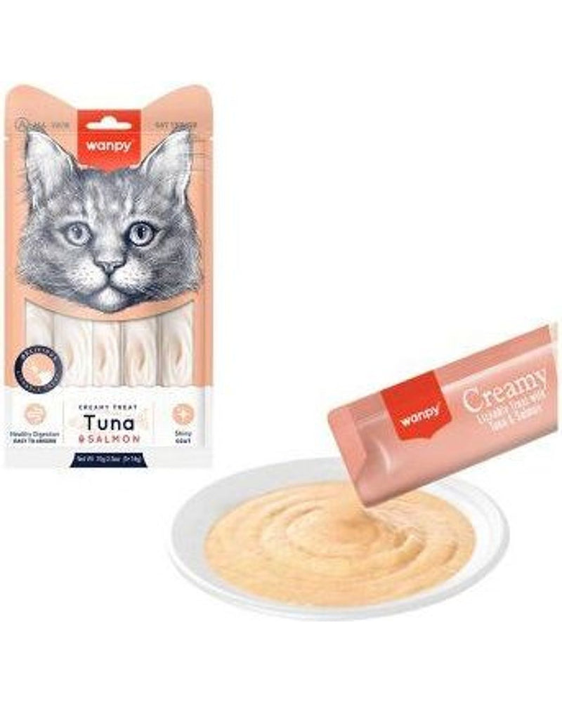 Wanpy Ton Balıklı Somonlu Sıvı Krema Kedi Ödülü 5 x 14 gr