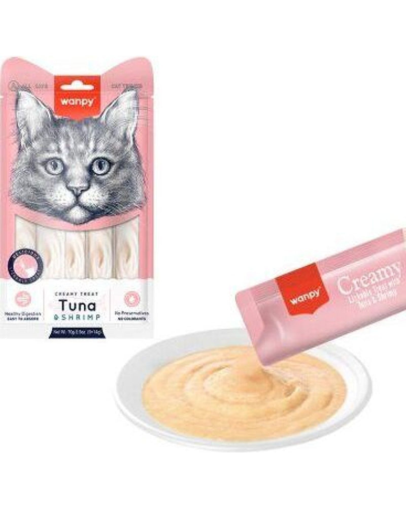 Wanpy Ton Balıklı Karidesli Sıvı Krema Kedi Ödülü 5 x 14 gr