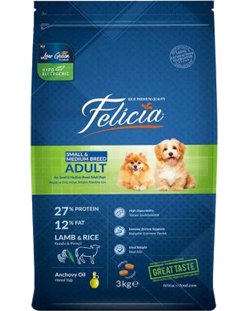 Felicia Kuzulu Düşük Tahıllı Küçük-Orta Irk Köpek Maması 3 kg