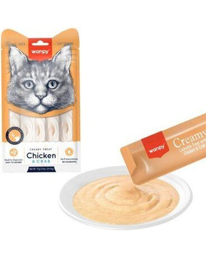 Wanpy Tavuk ve Yengeçli Sıvı Krema Kedi Ödülü 5 x 14 gr