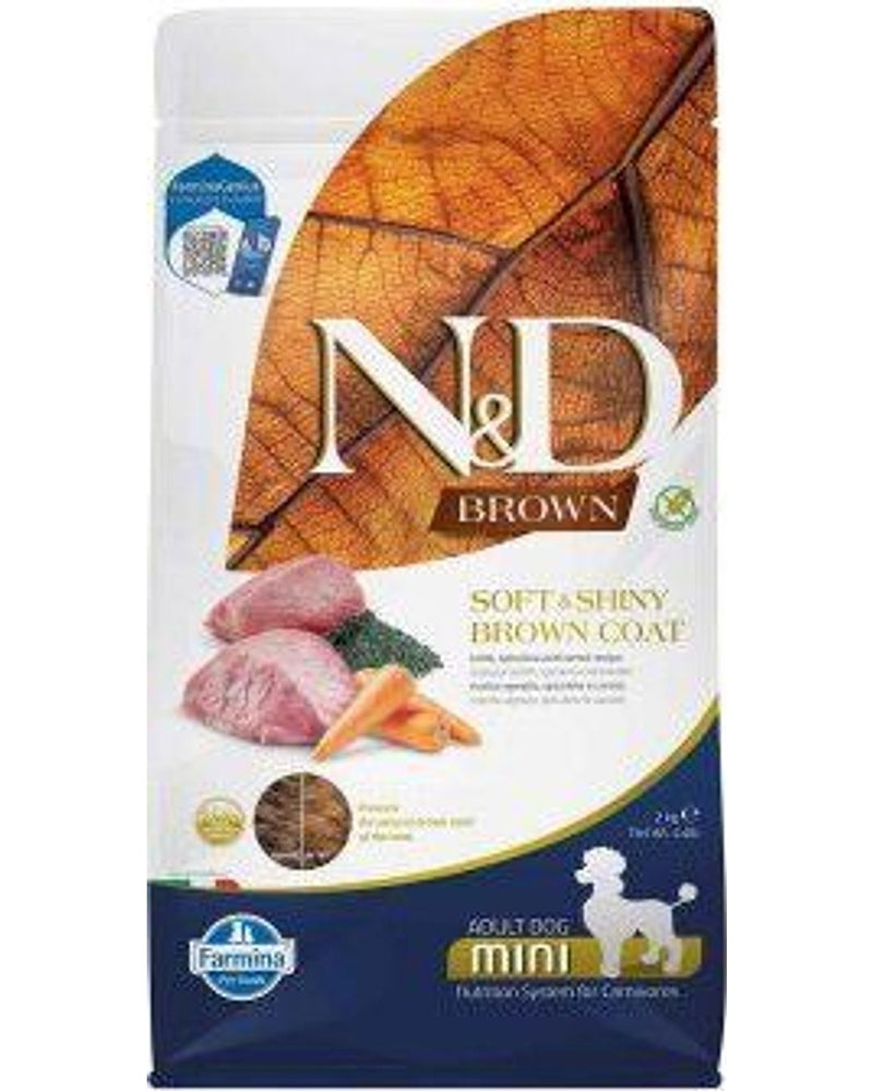 N&D Brown Kuzu Etli Spirulinalı Küçük Irk Köpek Maması 2 kg
