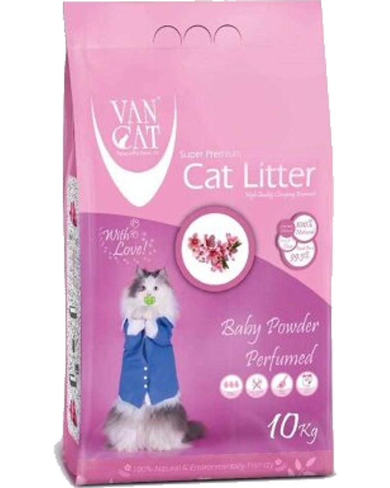 Van Cat Bebek Pudralı İnce Taneli Topaklanan Bentonit Kedi Kumu 10 L