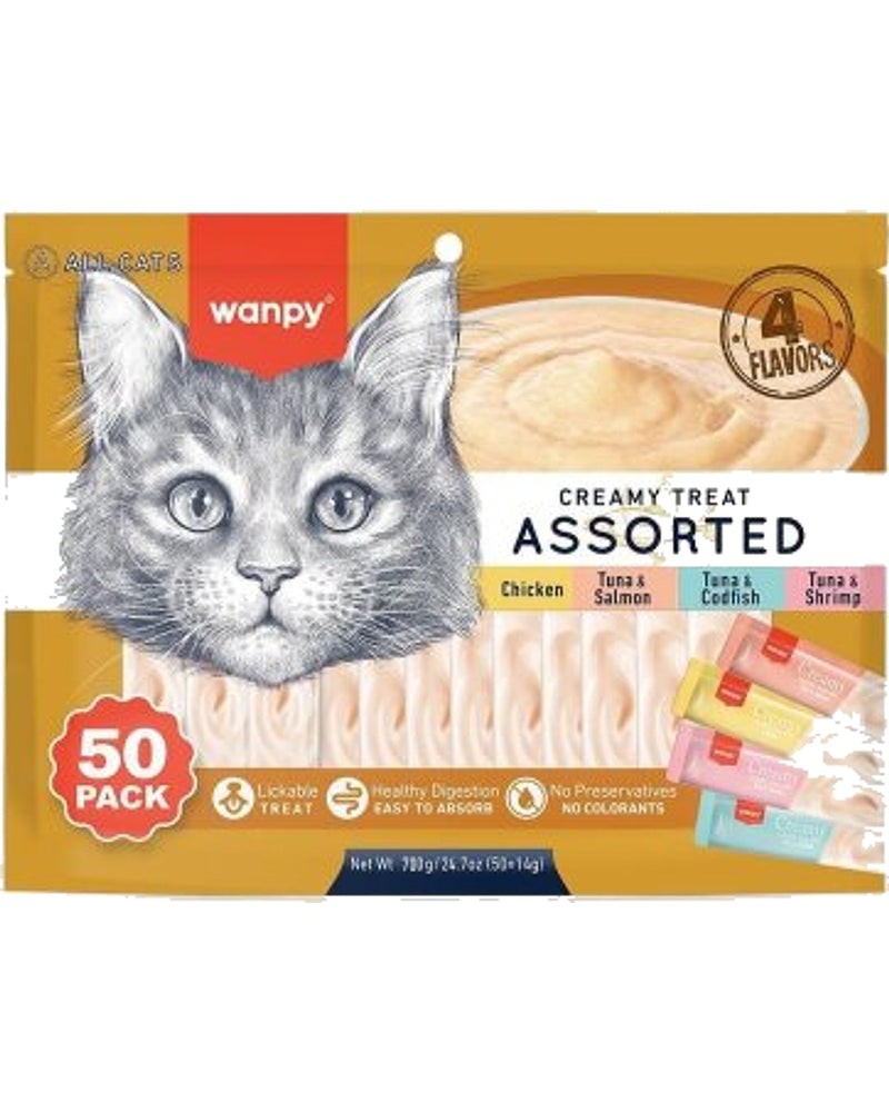 Wanpy Karışık Çeşit Sıvı Kedi Ödül Çubuğu 50 x 14 gr