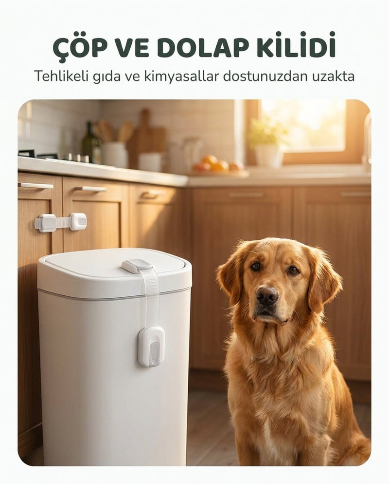 Çöp ve Dolap Güvenlik Kilidi (Zehirlenmeyi Önler)