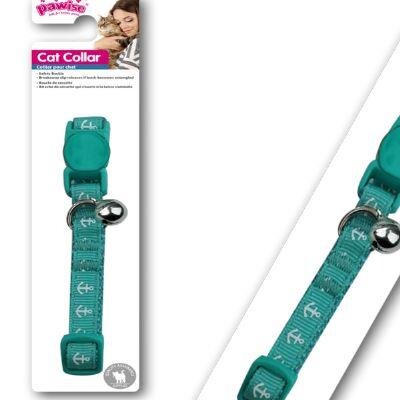 Pawise Çıngıraklı Çapa Desenli Kedi Boyun Tasması, Yeşil 30 cm