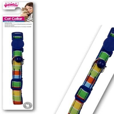 Pawise Çıngıraklı Şerit Desenli Kedi Boyun Tasması, Mavi 30 cm