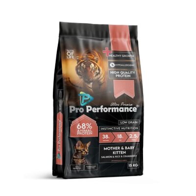 Pro Performance Somon-Pirinçli Anne ve Yavru Kedi Maması 15 kg