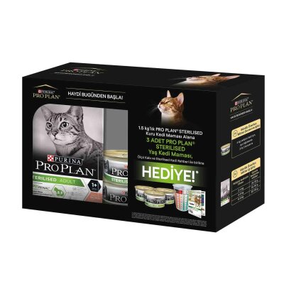 Pro Plan Kısırlaştırılmış Somonlu Kedi Maması 1,5 kg + Konserve