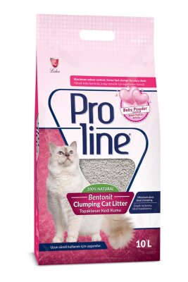Proline Bebek Pudrası Kokulu Topaklanan Bentonit Kedi Kumu 10 L