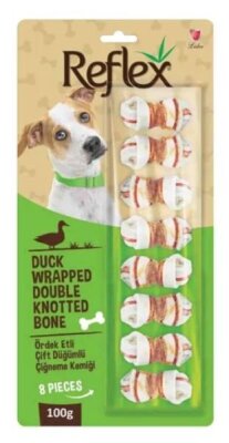 Reflex Ördek Sargılı Çift Düğümlü Köpek Çiğneme Kemiği 100 gr (8'li)