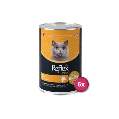 Reflex Plus Sos İçinde Dana Etli Yetişkin Kedi Konservesi 400 gr x6