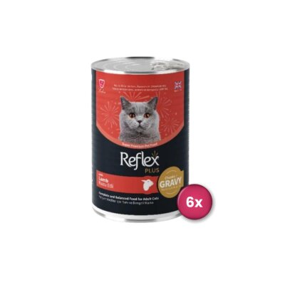 Reflex Plus Soslu Kuzulu Yetişkin Kedi Konservesi 400 gr x 6