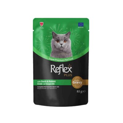 Reflex Plus Sos İçinde Parça Ördek ve Tavşanlı Kedi Konservesi 85 gr