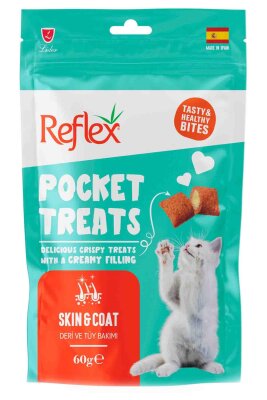 Reflex Pocket Treats Deri ve Tüy Bakımı Yetişkin Kedi Ödülü 60 gr
