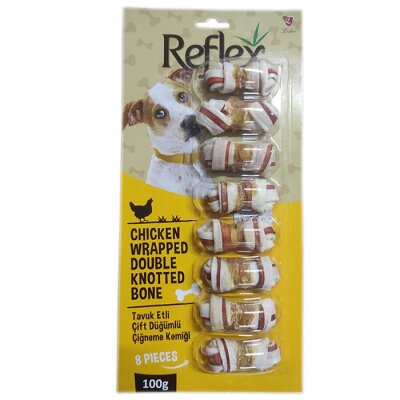 Reflex Tavuk Etli Çift Düğüm Çiğneme Kemiği 8'li 100 gr