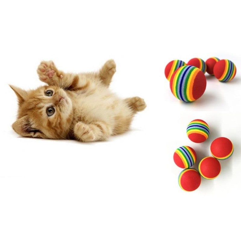 Gökkuşağı Renkli Kedi Köpek Oyun Topu (2 Adet)