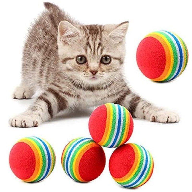 Gökkuşağı Renkli Kedi Köpek Oyun Topu (2 Adet)