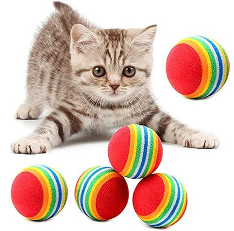 Gökkuşağı Renkli Kedi Köpek Oyun Topu (2 Adet)