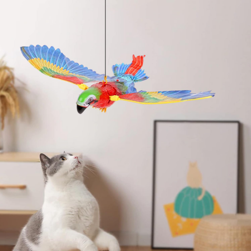 Işıklı Sesli Kapıya Asılan Uçan Papağan Kedi Oyuncağı