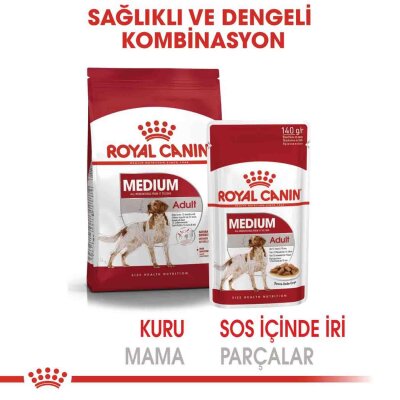 Royal Canin Parça Etli Soslu Orta Irk Yetişkin Köpek Konservesi 140 gr