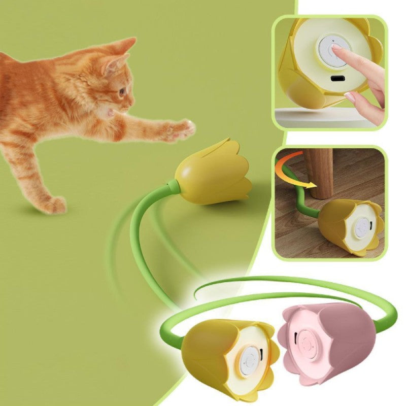 USB Şarjlı Hareketli Çiçek Kedi Oyuncağı