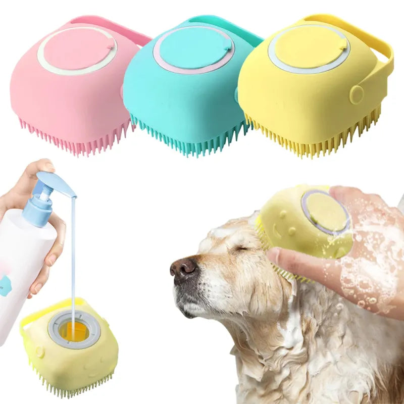 Şampuan Hazneli Silikon Kedi Köpek Yıkama Kesesi