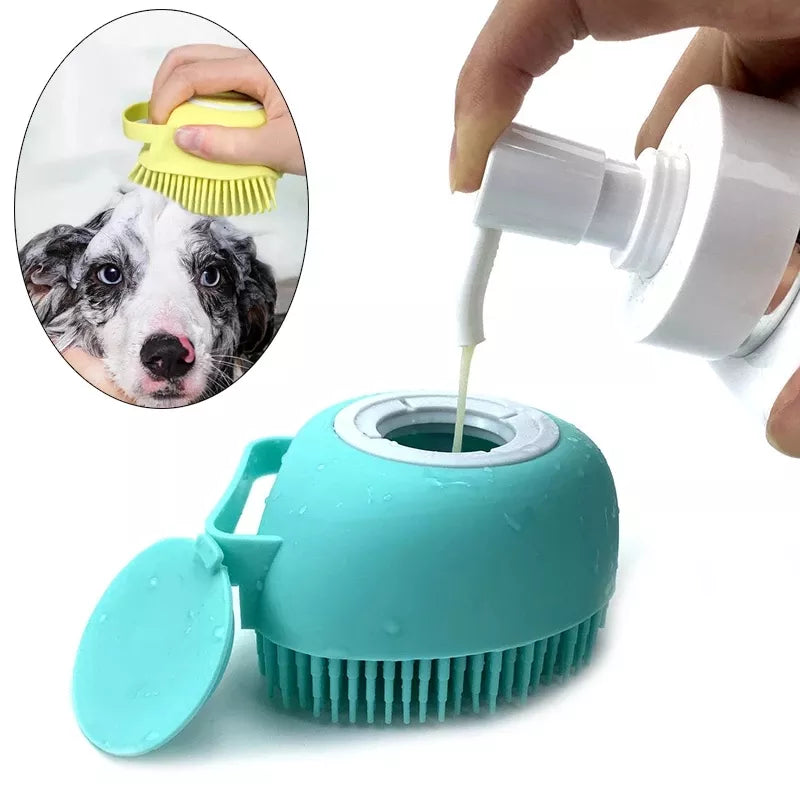 Şampuan Hazneli Silikon Kedi Köpek Yıkama Kesesi
