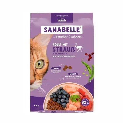 Sanabelle Buğdaysız Devekuşu Etli Yetişkin Kedi Maması 8 kg