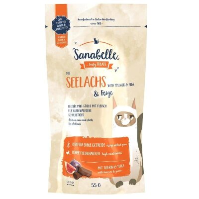 Sanabelle Tahılsız Kömür Balıklı ve İncirli Yumuşak Kedi Ödülü 55 gr