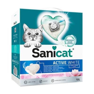 Sanicat Active White Lotus Kokulu Topaklanan Tozsuz Kedi Kumu 10 L
