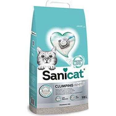 Sanicat Cotton Fresh Topaklanan Tozsuz Beyaz Kedi Kumu 10 L