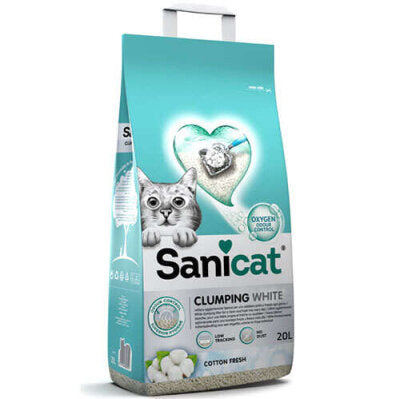 Sanicat Cotton Fresh Topaklanan Tozsuz Beyaz Kedi Kumu 20 L