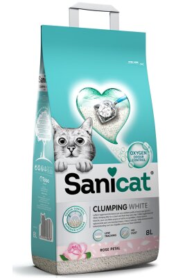 SaniCat Gül Kokulu Topaklanan Beyaz Bentonit Kedi Kumu 8 L