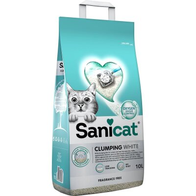 Sanicat Koku Kontrollü Topaklaşan Beyaz Bentonit Kedi Kumu 10 L