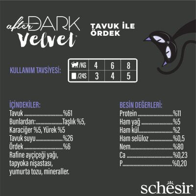 Schesir After Dark Mus Tavuk ve Ördek Etli Kedi Konservesi 80 gr
