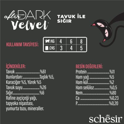 Schesir After Dark Mousse Tavuk ve Sığır Etli Yaş Kedi Maması 80 gr