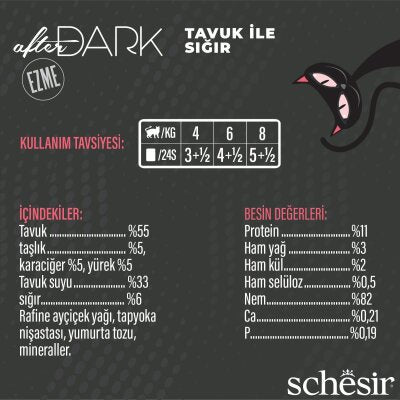 Schesir After Dark Pate Tavuk ve Sığır Etli Kedi Konservesi 80 gr
