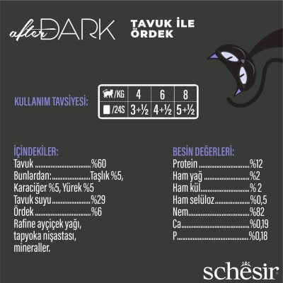 Schesir After Dark Soslu Tavuk ve Ördek Etli Kedi Konservesi 80 gr