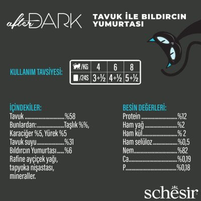 Schesir After Dark Tavuk ve Bıldırcın Yumurtalı Kedi Konservesi 80 gr
