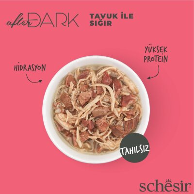 Schesir After Dark Et Suyunda Tavuk ve Sığırlı Yaş Kedi Maması 80 gr