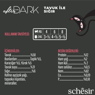 Schesir After Dark Et Suyunda Tavuk ve Sığırlı Yaş Kedi Maması 80 gr