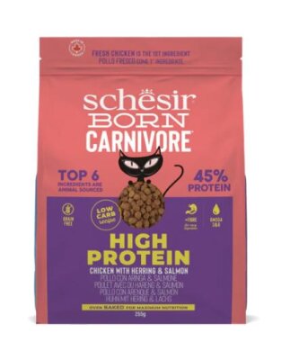 Schesir Born Carnivore Tavuk Somon Ringalı Tahılsız Kedi Maması 255 gr