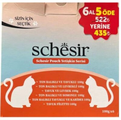 Schesir Pouch Deniz Mahsulleri Yetişkin Kedi Konservesi 85 gr