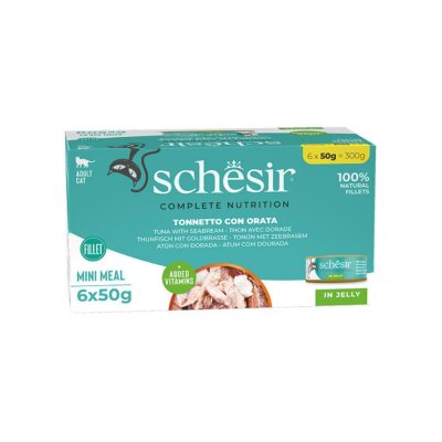 Schesir Jölede Ton Balığı ve Çipuralı Doğal Kedi Konservesi 6x50 gr