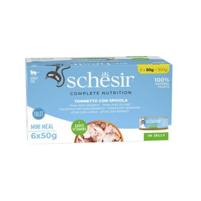 Schesir Jölede Ton Balığı ve Levrekli Doğal Kedi Konservesi 6x50 gr