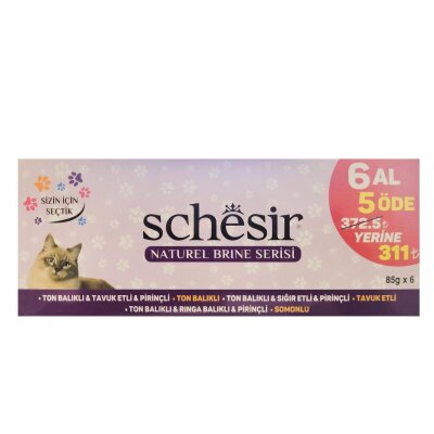 Schesir Balıklı ve Tavuklu Suda Yetişkin Kedi Konservesi 85 gr