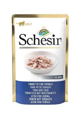 Schesir Jöleli Ton Balıklı ve Levrekli Kedi Konservesi 85 gr