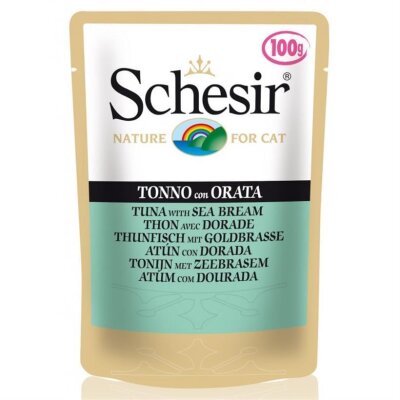 Schesir Pouch Ton Balıklı ve Çipuralı Jöleli Yaş Kedi Maması 100 gr