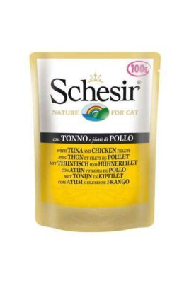 Schesir Pouch Ton Balıklı ve Tavuklu Jöleli Yaş Kedi Maması 100 gr